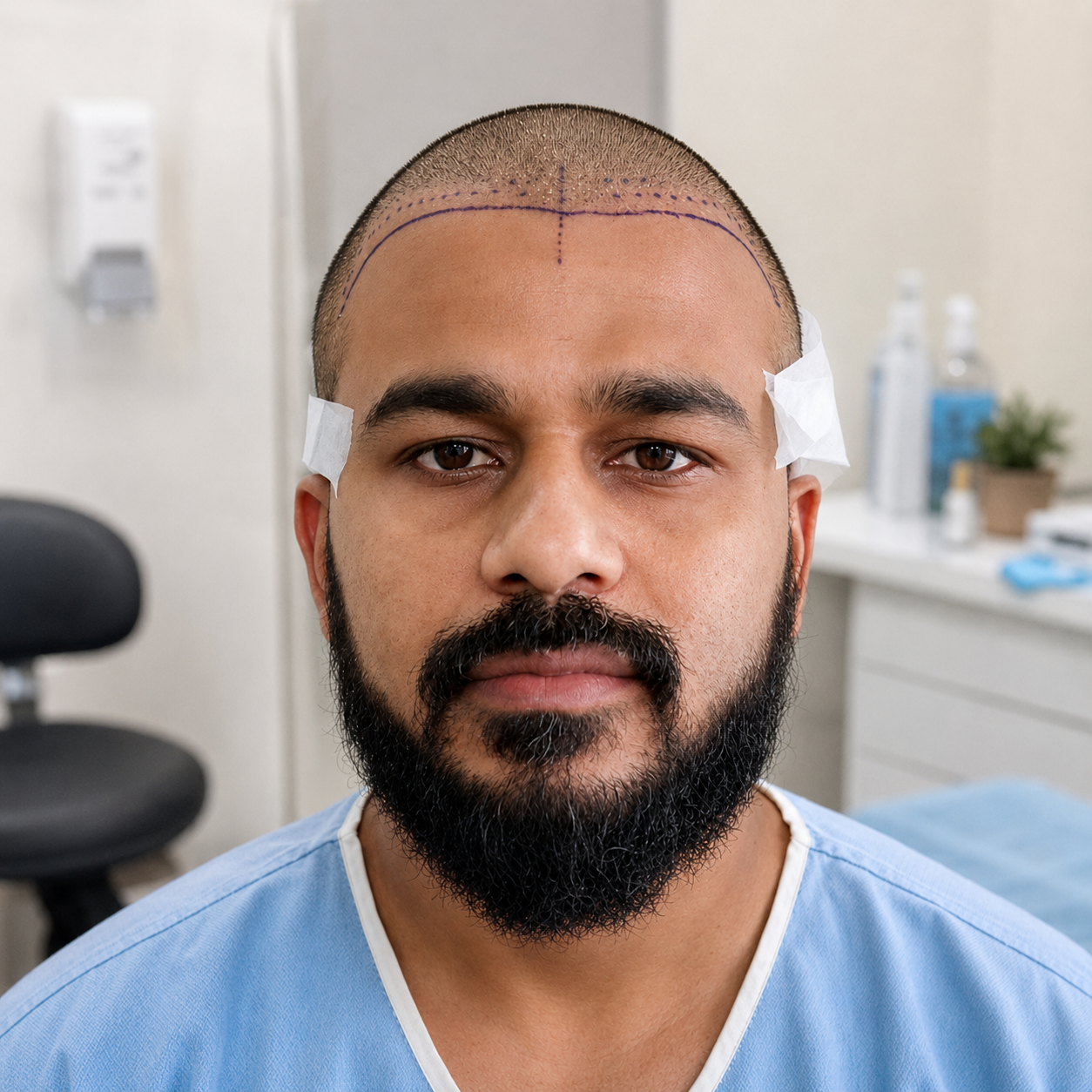 Vikrant Shaurya, founder of Regrow, during his own hair transplant recovery